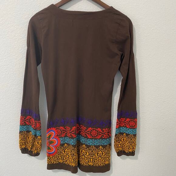 Johnny Was JWLA Womens Tunic Top S Embroidered Vibrant Long Sleeve Runs Small - Picture 2 of 9